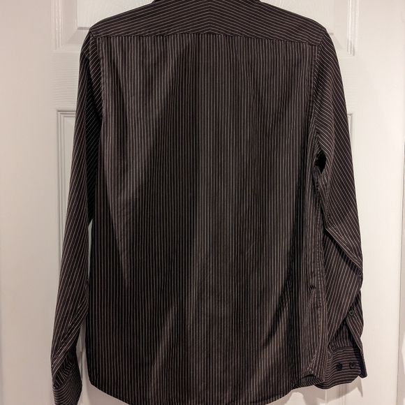 Express Design Studio Mens button down brown striped long sleeve shirt Sz S - Picture 2 of 10